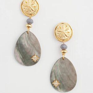 CHICOS Abalone Sand Dollar Earrings - NWT